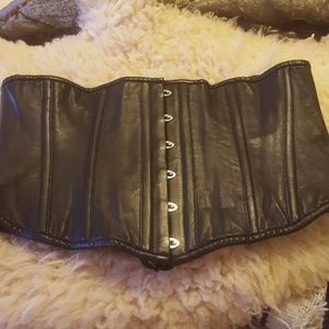 Black leather corset, needs repair